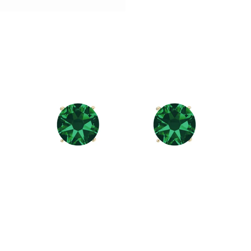 callura Timeless Goldtone Stainless Steel & Cubic Zirconia Birthstone Solitaire Stud Earrings – May Emerald Green sold by Zulily