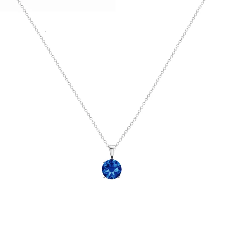 callura Timeless Silvertone Cubic Zirconia & Stainless Steel Birthstone Solitaire Pendant Necklace – September Sapphire Blue sold by Zulily