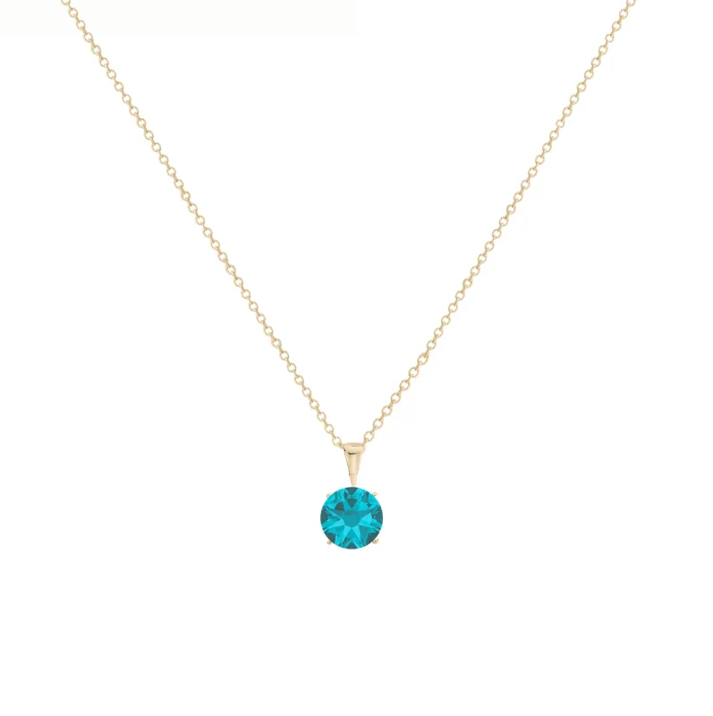 callura Timeless Stainless & Goldtone Cubic Zirconia Birthstone Solitaire Pendant Necklace – December Turquoise Blue sold by Zulily