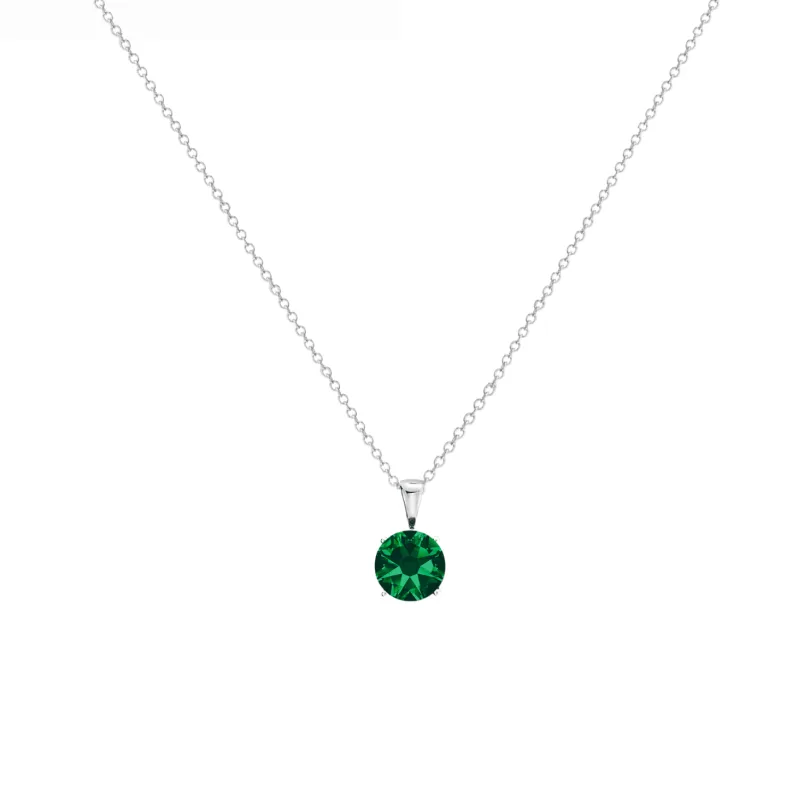 callura Timeless Silvertone Cubic Zirconia & Stainless Steel Birthstone Solitaire Pendant Necklace – May Emerald Green sold by Zulily
