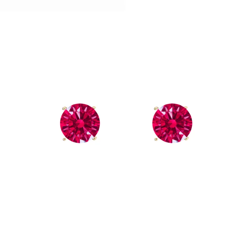 callura Timeless Goldtone Stainless Steel & Cubic Zirconia Birthstone Solitaire Stud Earrings – July Ruby ReD sold by Zulily