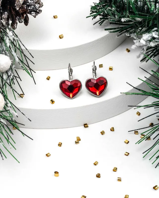 callura Rhodium-Plated Leverback Red Siam Swarovski Earrings sold by Zulily