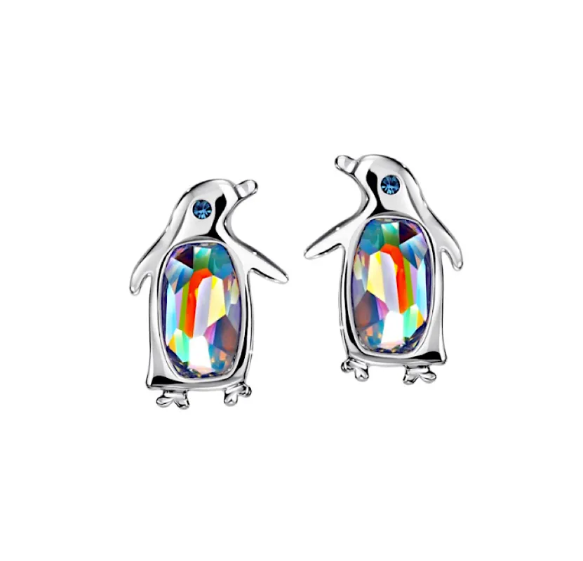 callura Silvertone Penguin Stud Earrings with Swarovski Crystals – Playful Winter Jewellery sold by Zulily