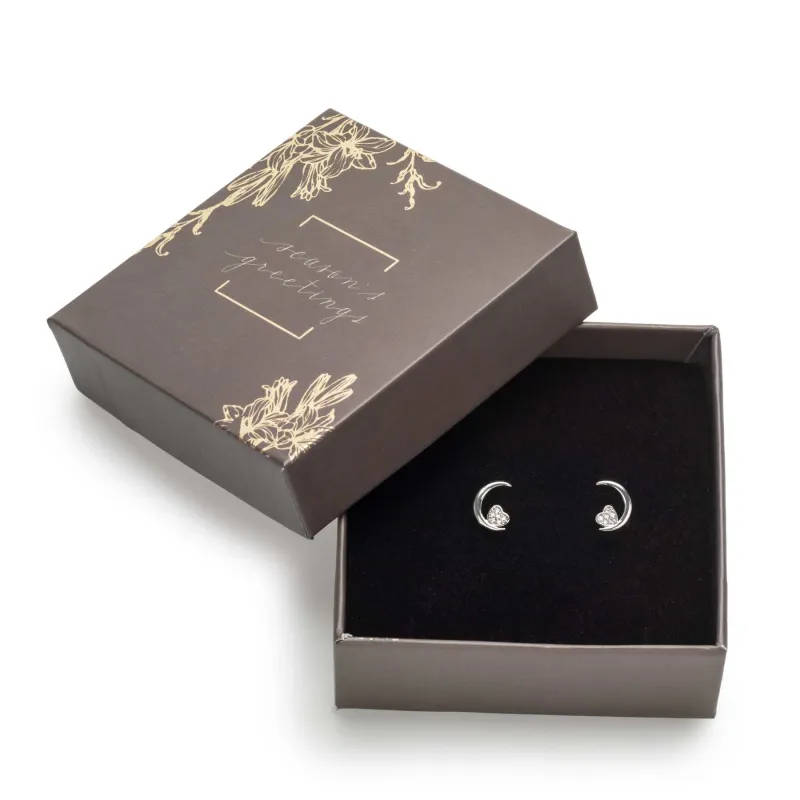 callura Holiday Gift Box with Moon & Heart Swarovski Crystal Stud Earrings sold by Zulily