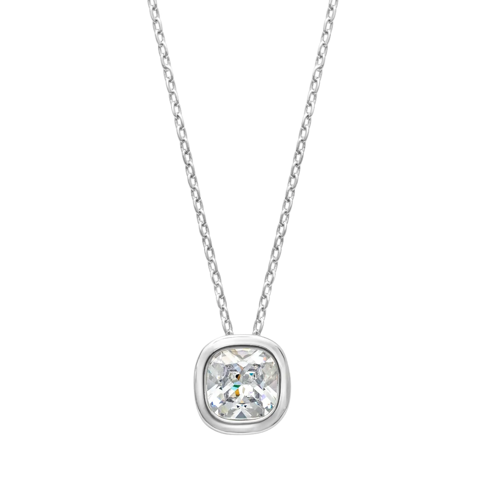 Cushion Solitaire Necklace Stainless Steel with Sparkling CZ Pendant sold by Zulily