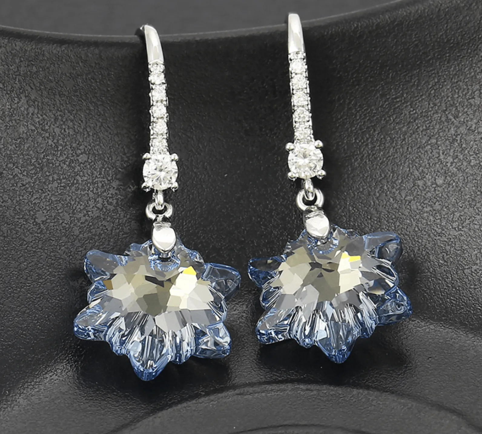 callura Limited Edition Crystal Blue Shade Snowflake Drop Earrings with Swarovski Crystals sold by Zulily
