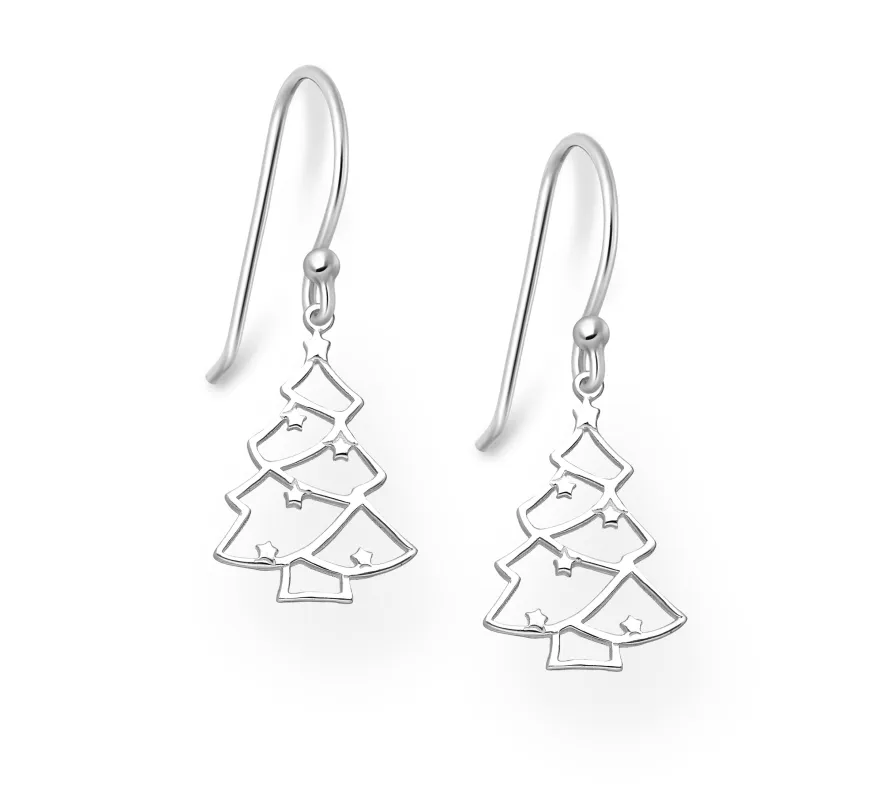 Ag Sterling Openwork Christmas Tree Drop Earrings sold by Zulily