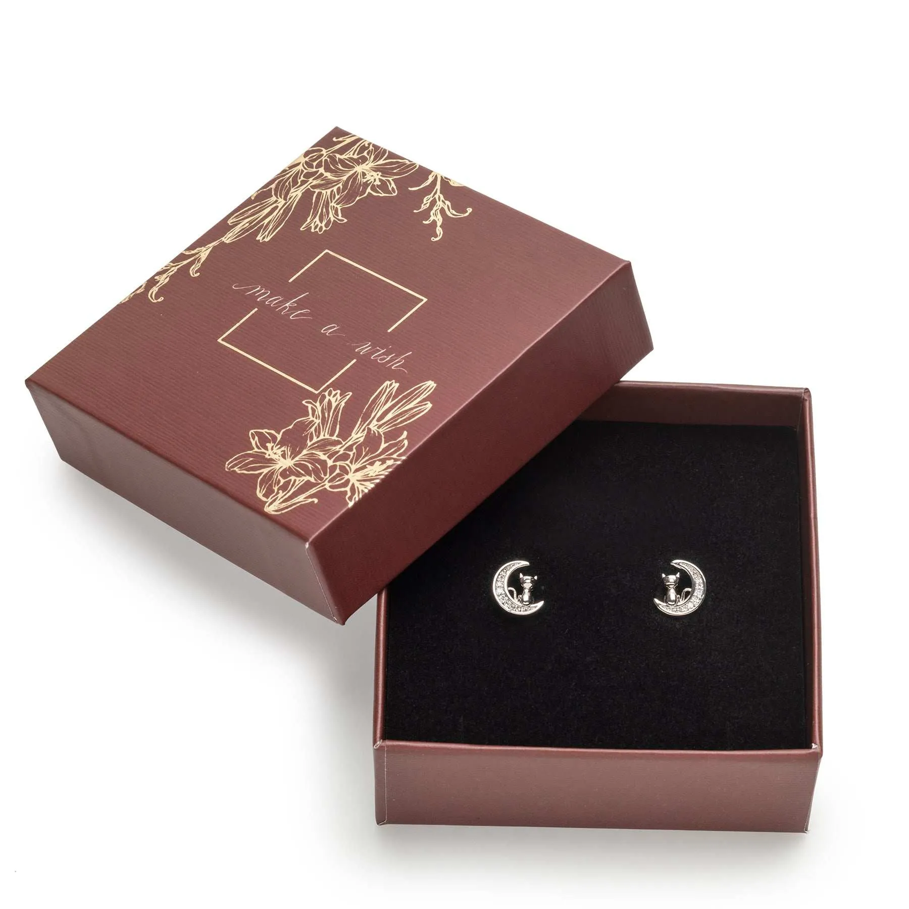 callura Holiday Gift Box with Cat on the Moon Swarovski Crystal Stud Earrings sold by Zulily