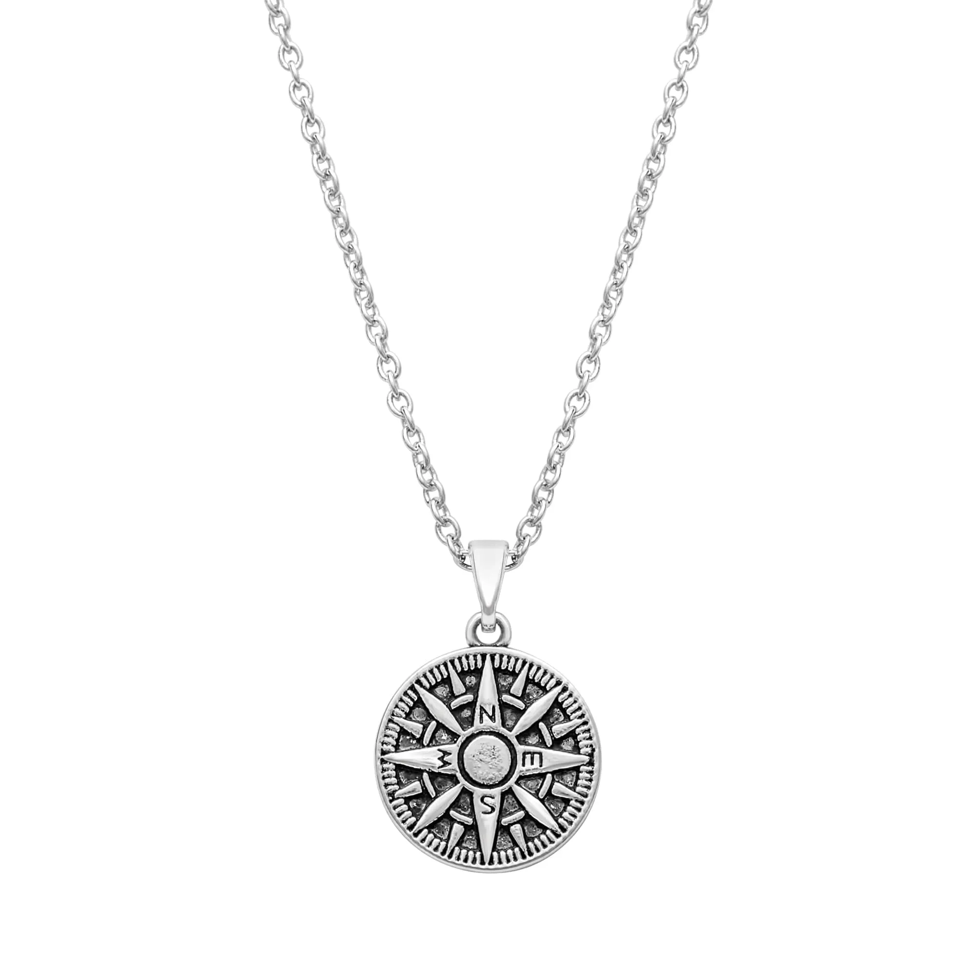 Compass Necklace Rhodium-Plated Stainless Steel sold by Zulily
