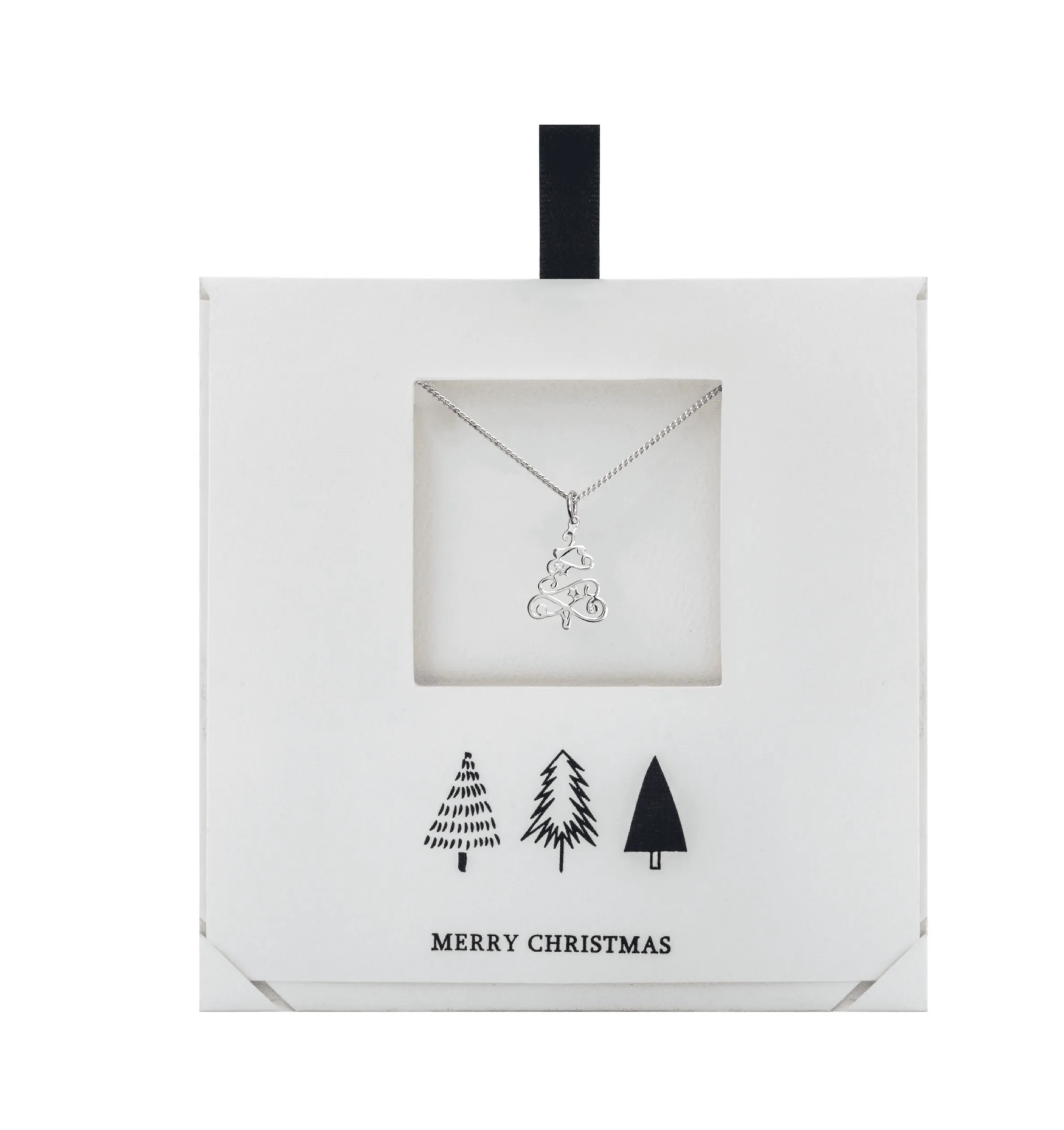 Ag Sterling Ribbon Christmas Tree Necklace on Holiday Card sold by Zulily