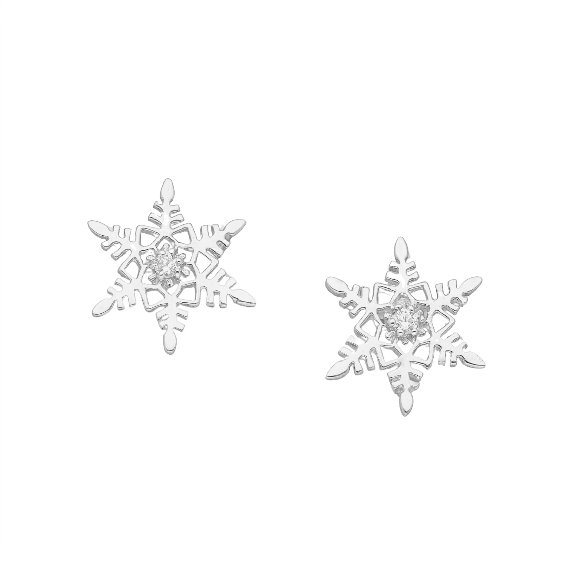 Ag Sterling Ornate Cubic Zirconia Snowflake Stud Earrings sold by Zulily