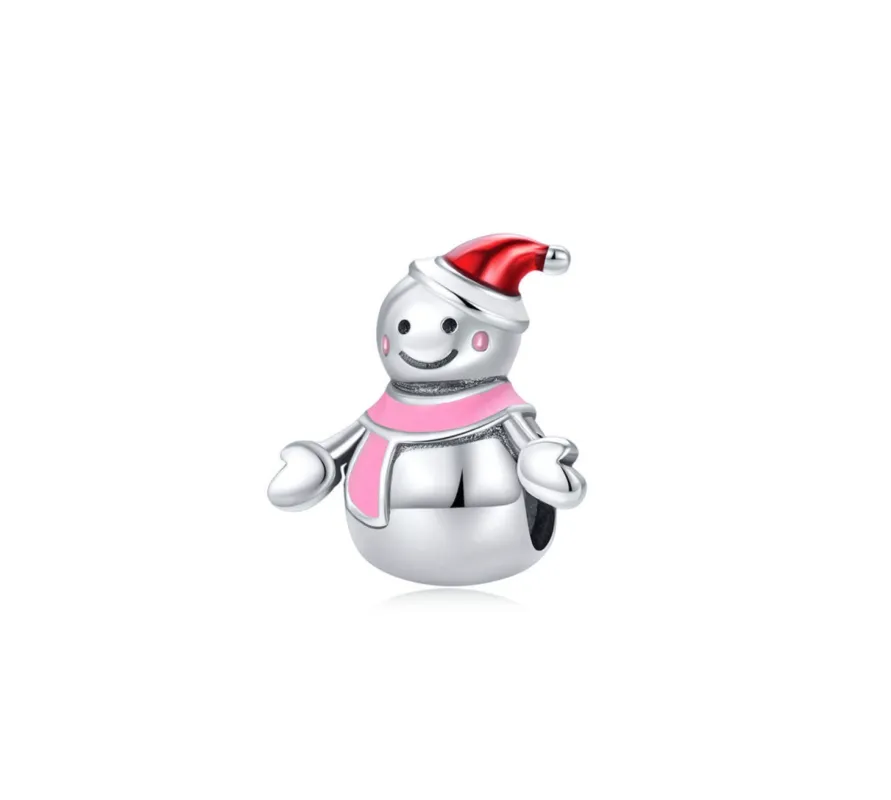 Ag Sterling Pink Snowwoman with Winter Scarf Charm sold by Zulily