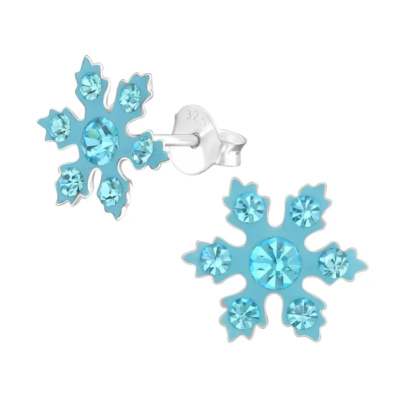 Ag Sterling Aqua Cubic Zirconia Snowflake Dainty Stud Earrings sold by Zulily
