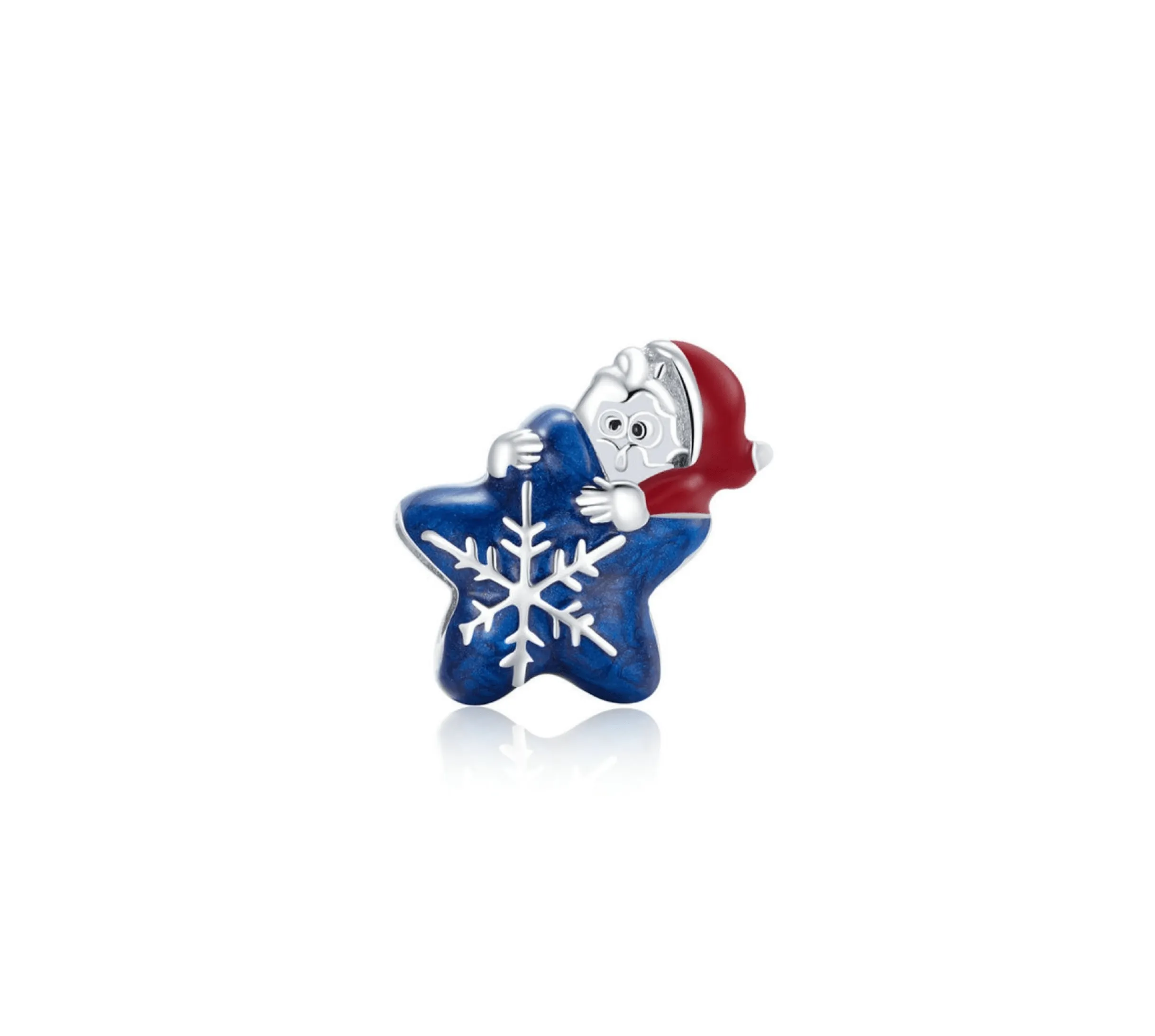 Ag Sterling Blue Snowflake & Santa Charm sold by Zulily