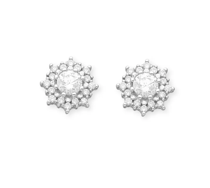 Ag Sterling Ornate Cubic Zirconia Snowflake Drop Earrings sold by Zulily