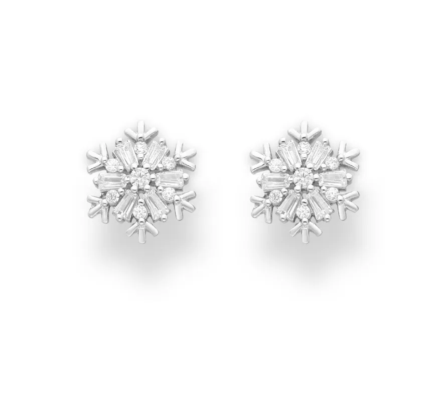 Ag Sterling Cubic Zirconia & Sterling Silver Snowflake Stud Earrings sold by Zulily