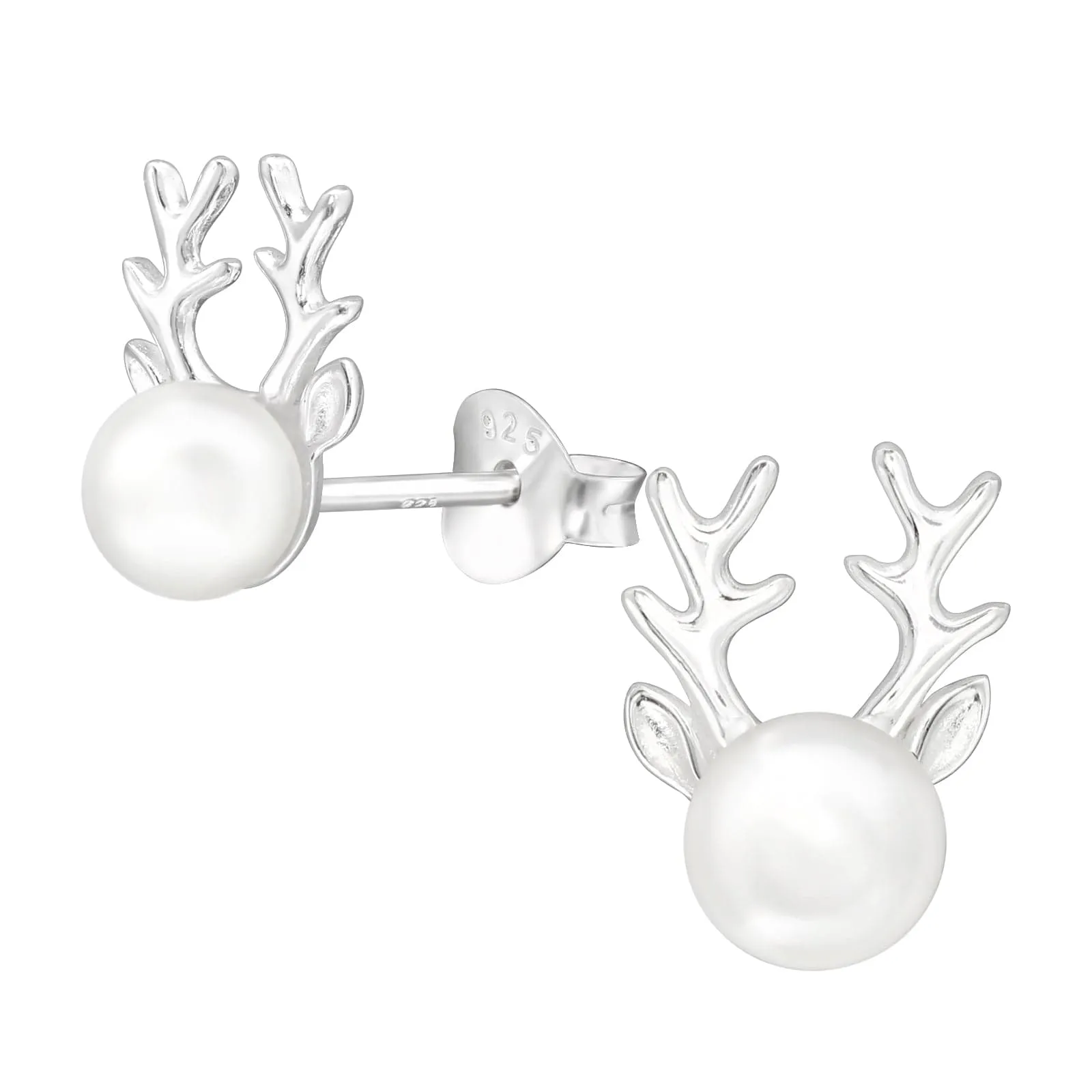 Ag Sterling Freshwater Pearl Reindeer Stud Earrings sold by Zulily