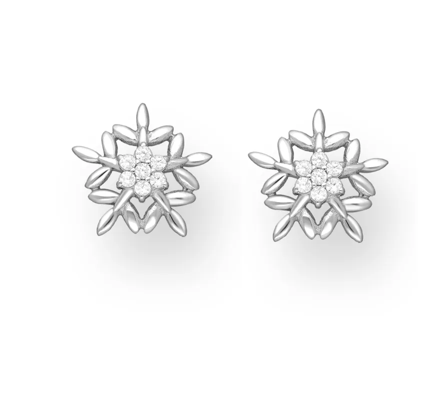 Ag Sterling Openwork Cubic Zirconia Snowflake Stud Earrings sold by Zulily