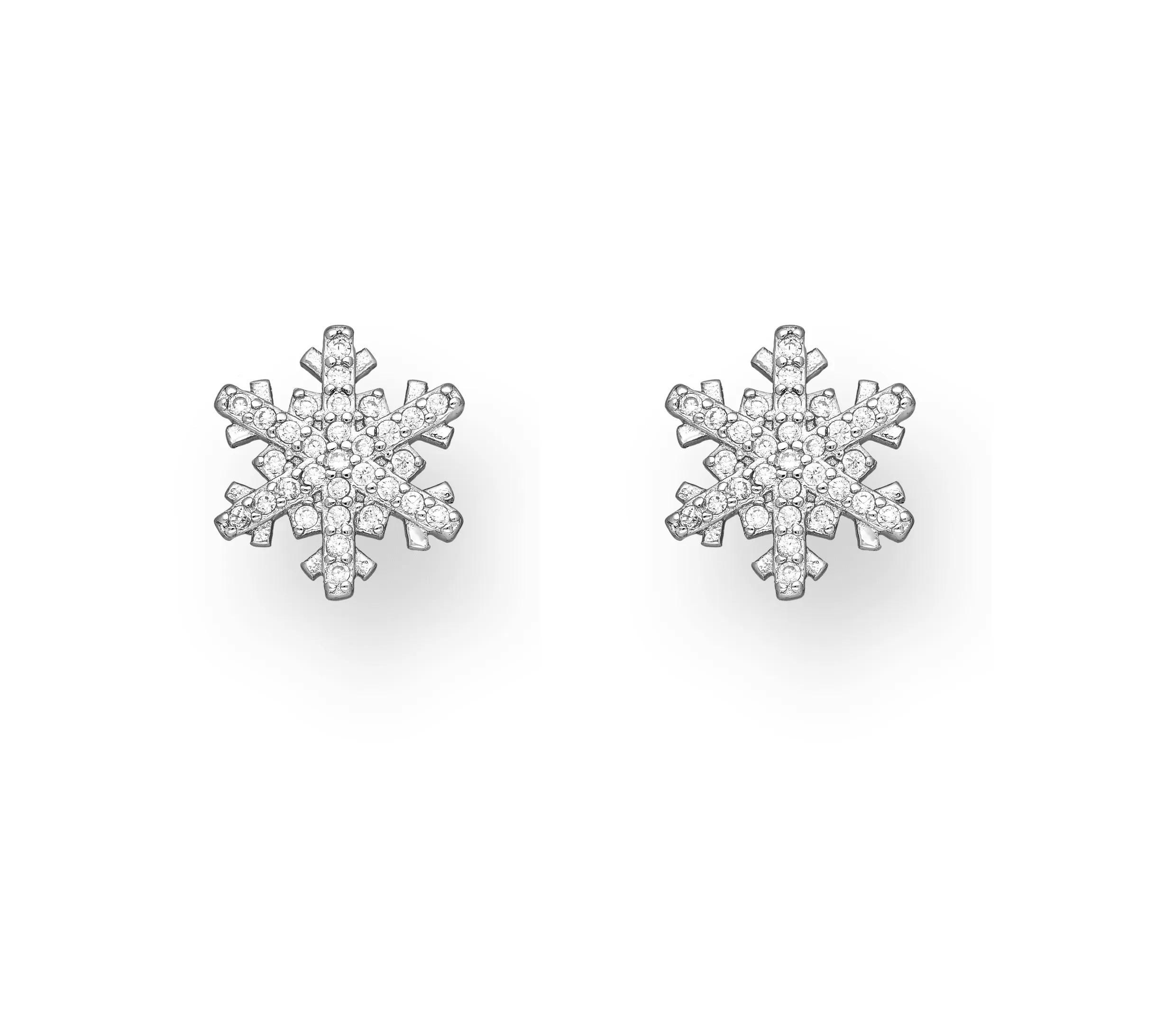 Ag Sterling CZ Encrusted Snowflake Stud Earrings sold by Zulily