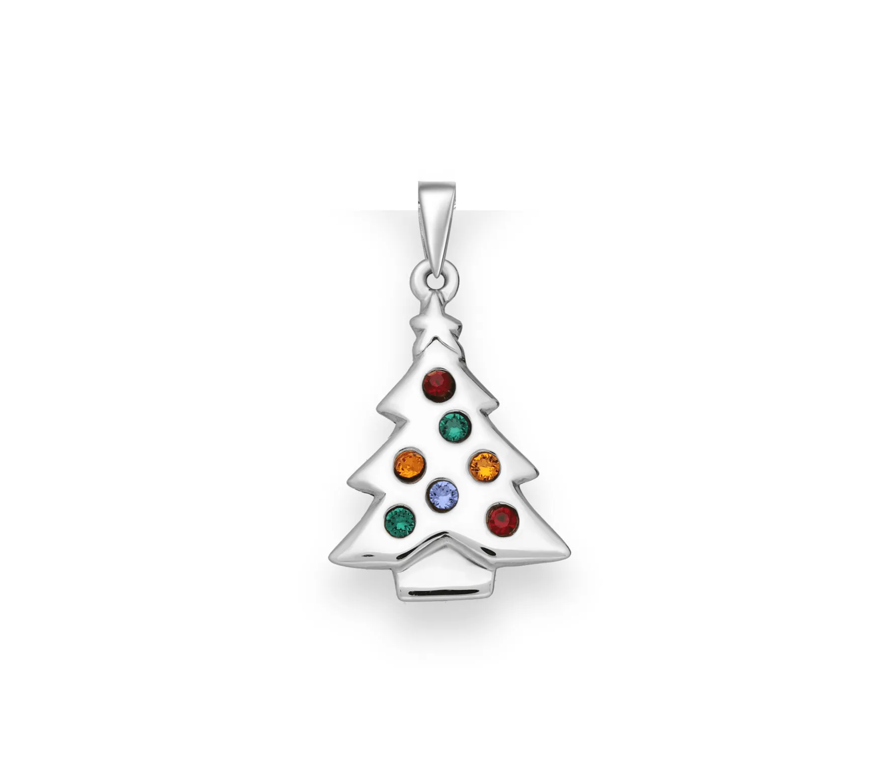 Ag Sterling Multicoloured Cubic Zirconia Christmas Tree Pendant sold by Zulily