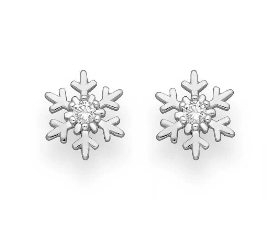 Ag Sterling Classic Snowflake Cubic Zirconia Stud Earrings sold by Zulily