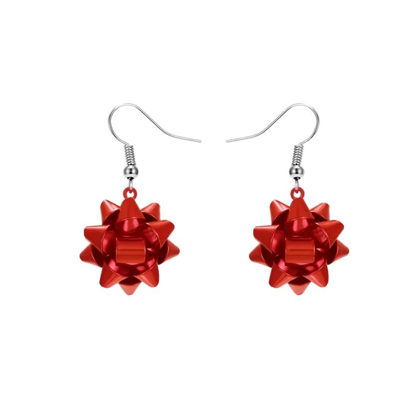 Don’t AsK Red Christmas Bow Drop Earrings – Festive Holiday Jewellery for Women sold by Zulily