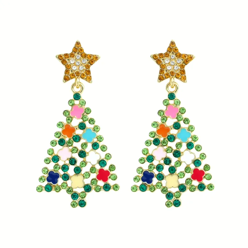 Don’t AsK Yellow Crystal Christmas Tree Drop Earrings – Festive Holiday Jewellery for Women sold by Zulily