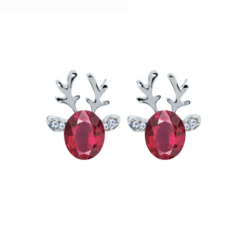 Don’t AsK Red Crystal Deer Stud Earrings – Festive Holiday Jewellery for Women sold by Zulily