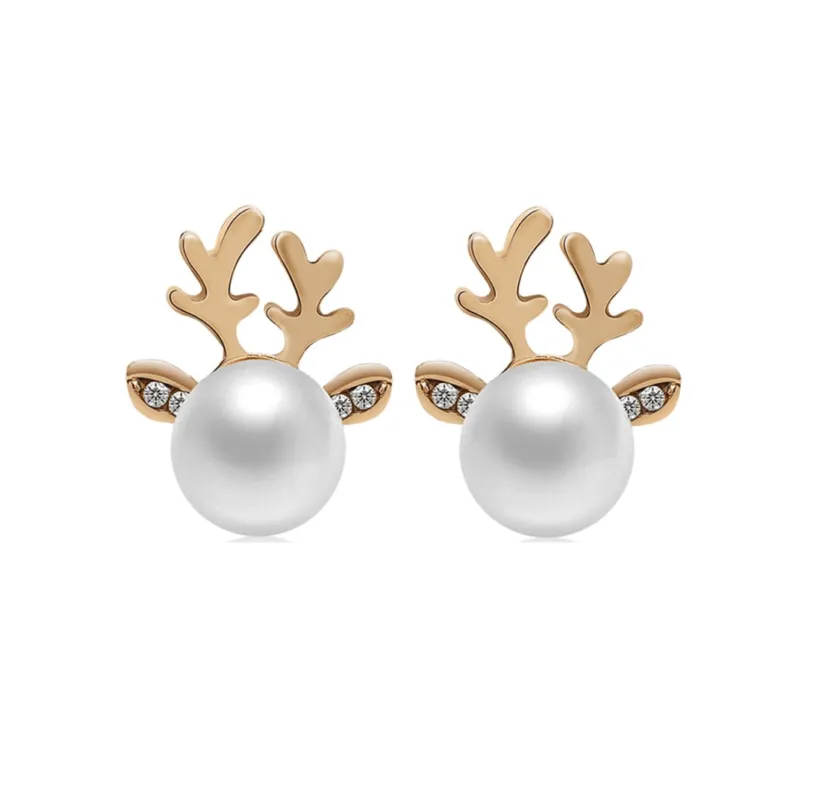 Don’t AsK Goldtone Pearl Deer Earrings – Festive Holiday Jewellery for Women sold by Zulily