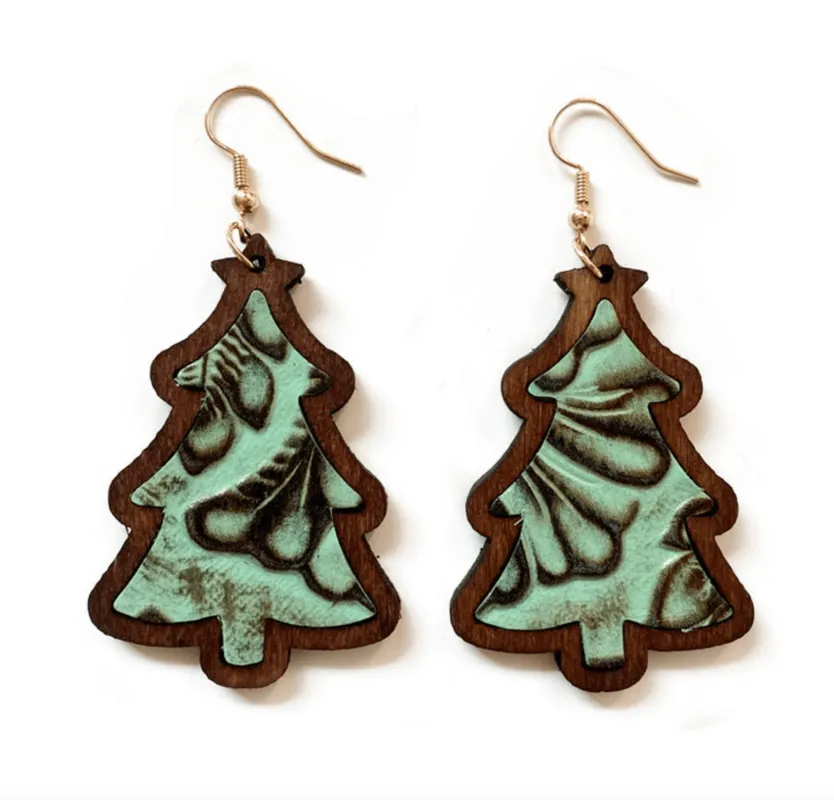 Don’t AsK Wooden Green Christmas Tree Drop Earrings – Festive Holiday Jewellery for Women sold by Zulily