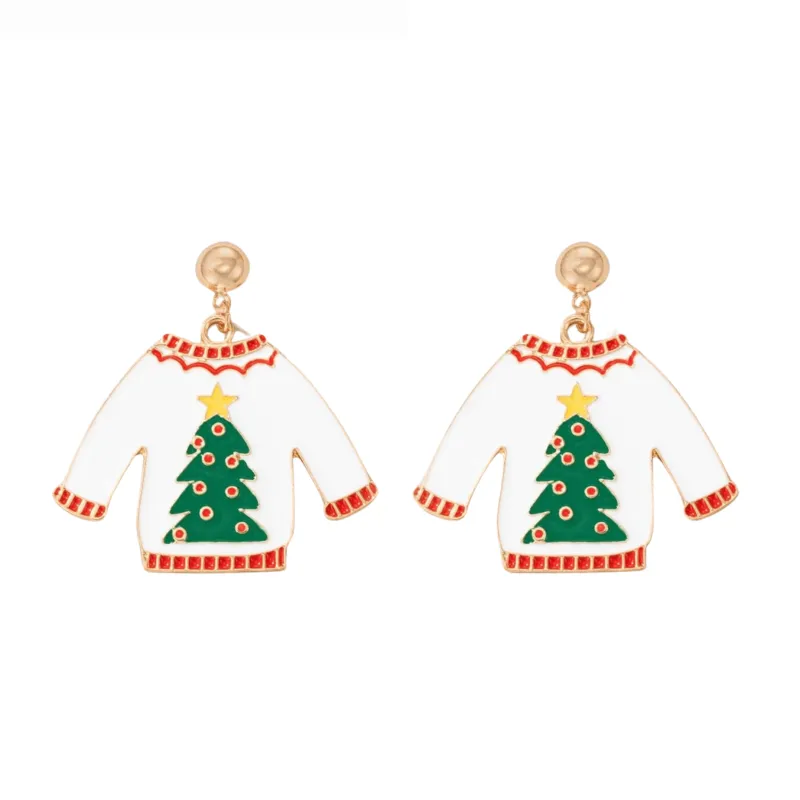 Don’t AsK White Christmas Sweater with Green Tree Drop Earrings – Festive Holiday Jewellery for Women sold by Zulily