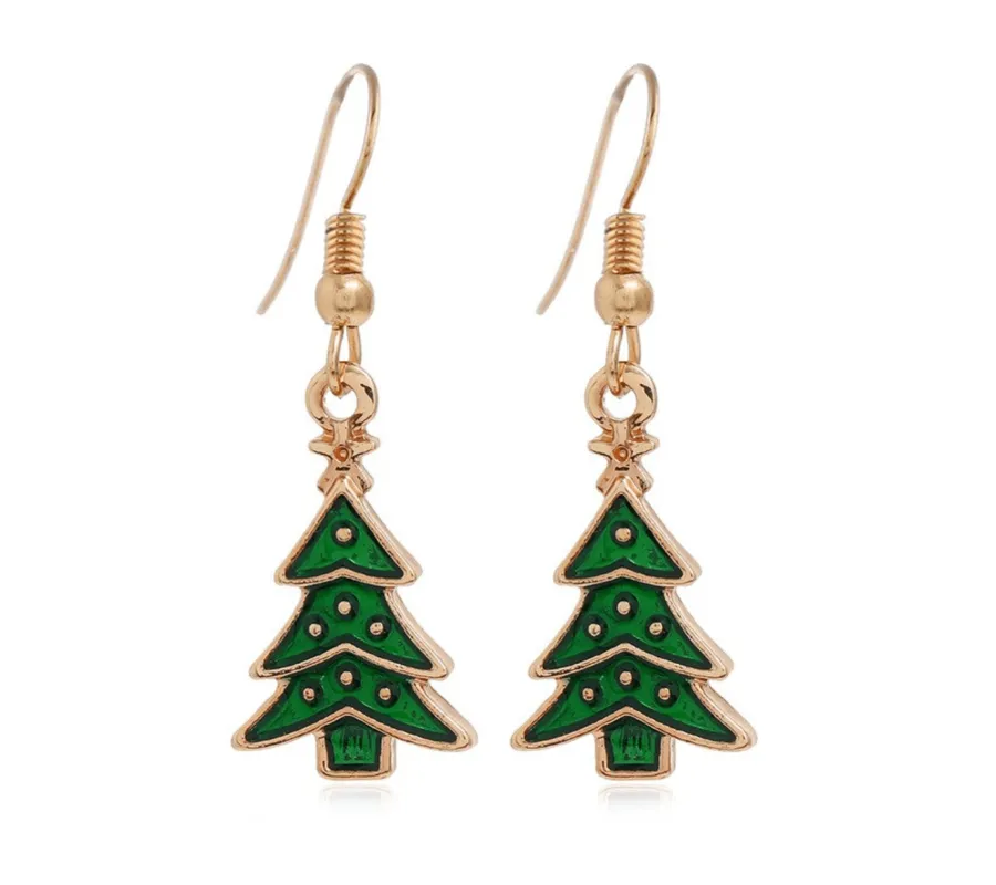 Don’t AsK Goldtone Green Dainty Christmas Tree Drop Earrings – Festive Holiday Jewellery for Women sold by Zulily
