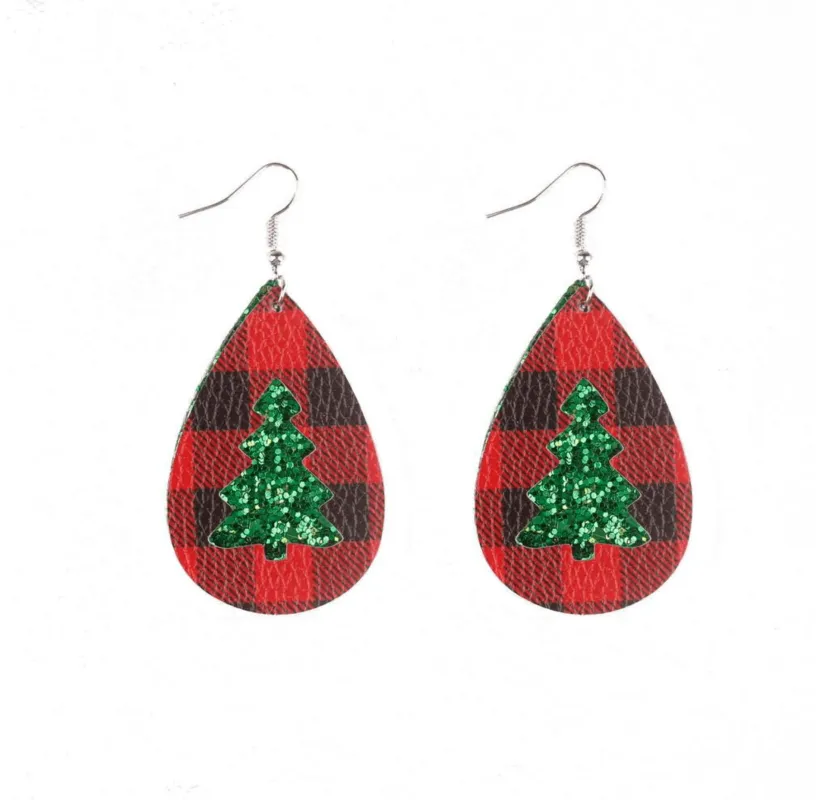 Don’t AsK Red Plaid Green Glittering Christmas Tree Drop Earrings – Festive Holiday Jewellery for Women sold by Zulily