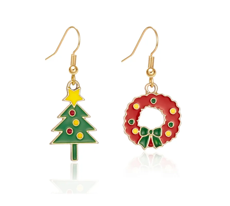 Don’t AsK Wreath and Christmas Tree Mismatched Drop Earrings – Festive Holiday Jewellery for Women sold by Zulily