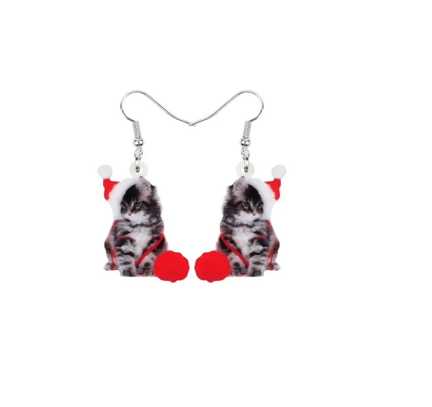 Don’t AsK Christmas Kitten with Ball of Yarn Drop Earrings – Festive Holiday Jewellery for Women sold by Zulily