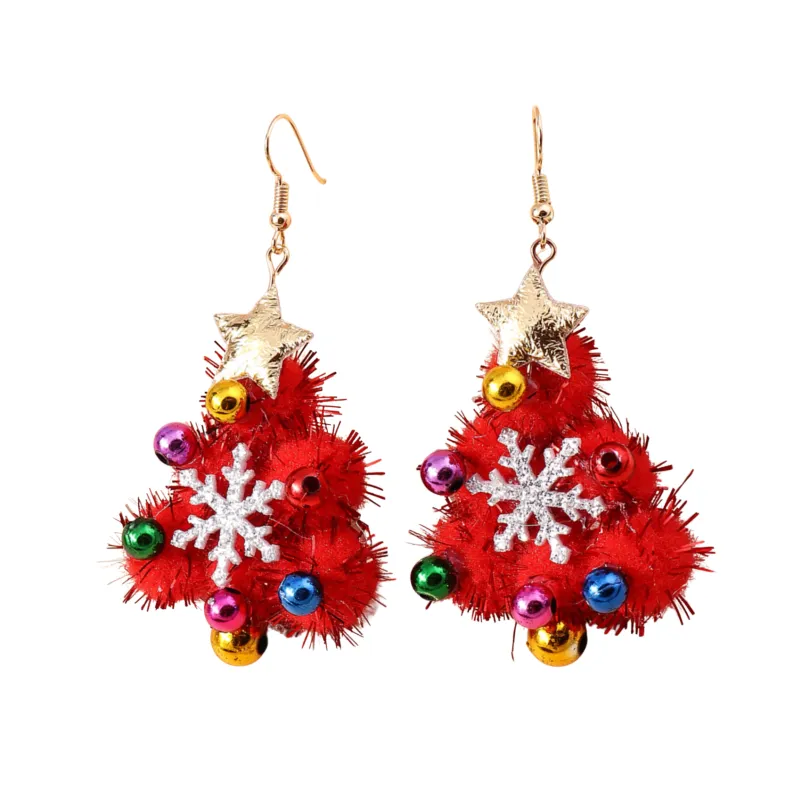 Don’t AsK Red Pom Pom Christmas Tree Drop Earrings – Festive Holiday Jewellery for Women sold by Zulily