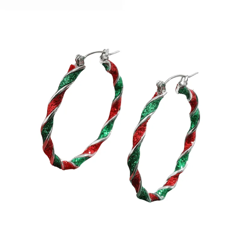 Don’t AsK Red Green Glitter Holiday Hoop Earrings – Festive Holiday Jewellery for Women sold by Zulily
