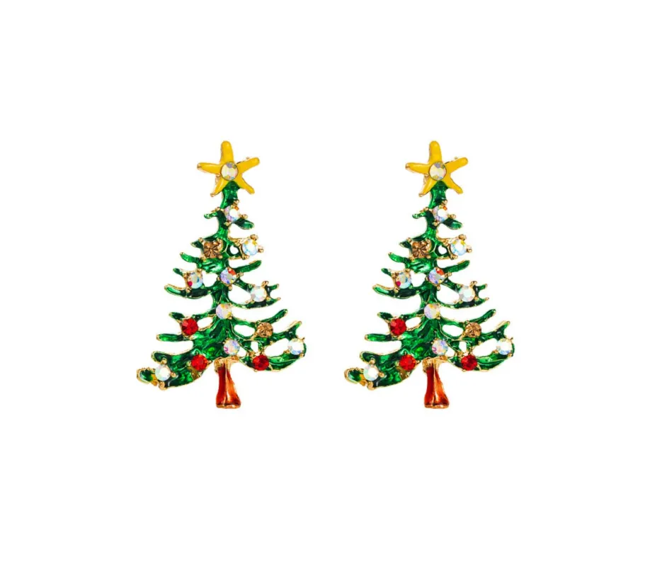 Don’t AsK Green Crystal Christmas Tree Stud Earrings – Festive Holiday Jewellery for Women sold by Zulily