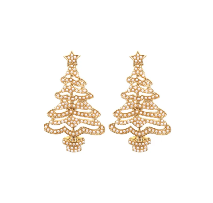 Don’t AsK Pearl Encrusted Christmas Tree Earrings – Festive Holiday Jewellery for Women sold by Zulily