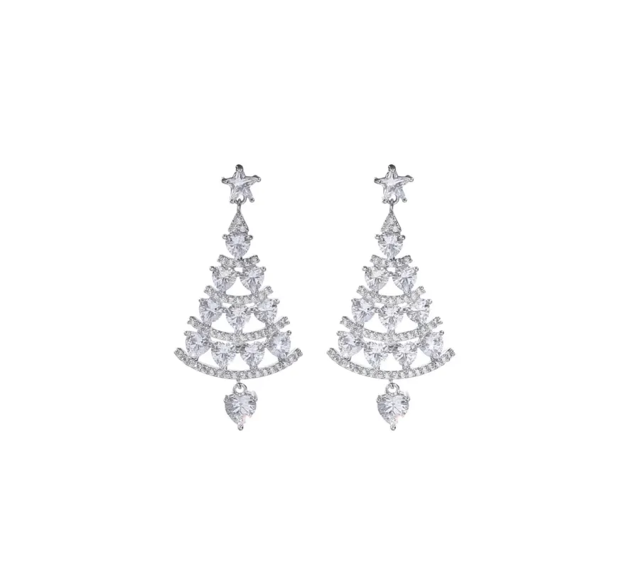 Don’t AsK Clear Crystal Christmas Tree Drop Earrings – Festive Holiday Jewellery for Women sold by Zulily