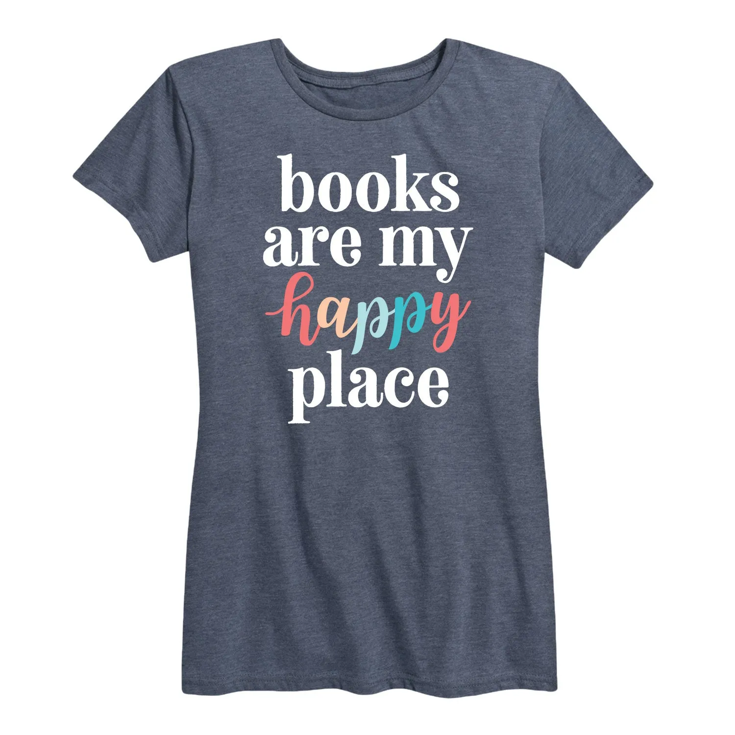 Instant Message - Books Are My Happy Place - Women's Short Sleeve Graphic T-Shirt sold by Zulily product image thumbnail 3