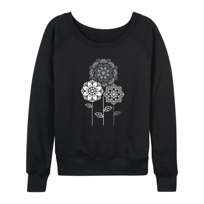Instant Message - Mandala Flowers - Women's Lightweight French Terry Long Sleeve Shirt sold by Zulily