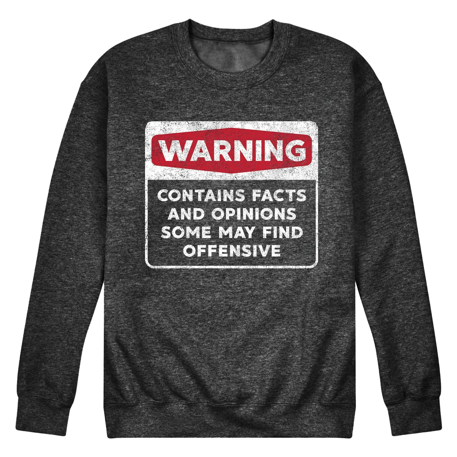 Instant Message - Warning Contains Facts And Opinions - Men's Crew Neck Fleece Pullover sold by Zulily product image thumbnail 2