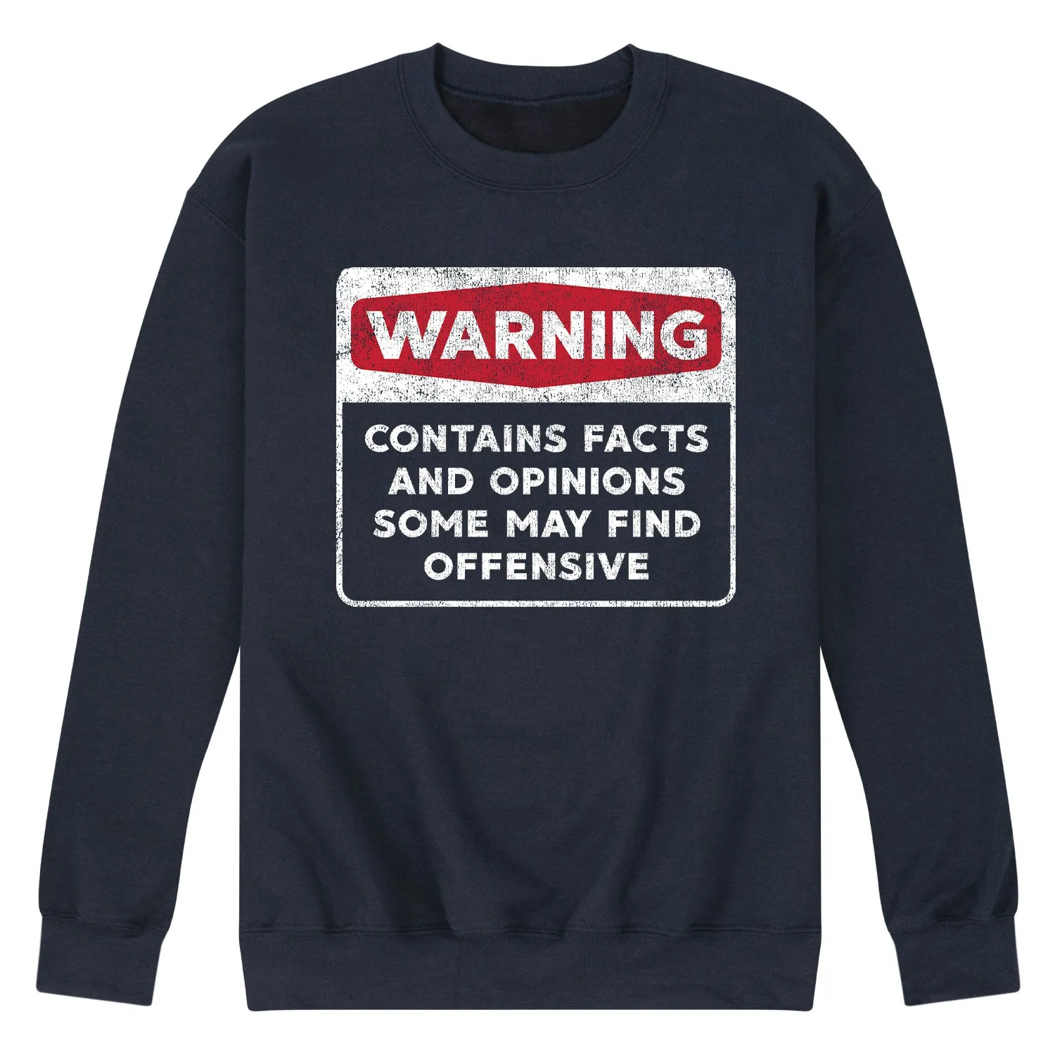 Instant Message - Warning Contains Facts And Opinions - Men's Crew Neck Fleece Pullover sold by Zulily product image thumbnail 3