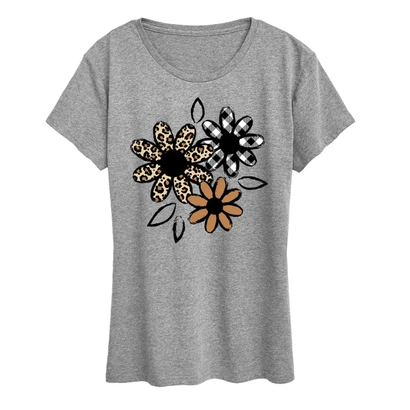 Instant Message - Patterned Flowers - Women's Short Sleeve Graphic T-shirt sold by Zulily