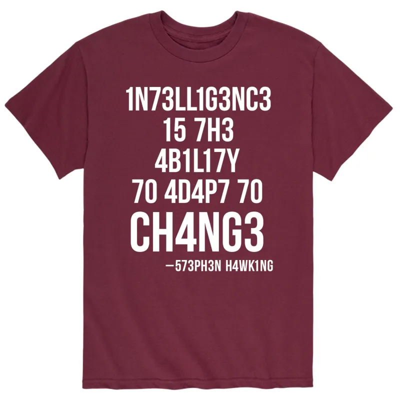 Instant Message - Intelligence Is The Ability To Adapt To Change - Men's Short Sleeve Graphic T-Shirt sold by Zulily