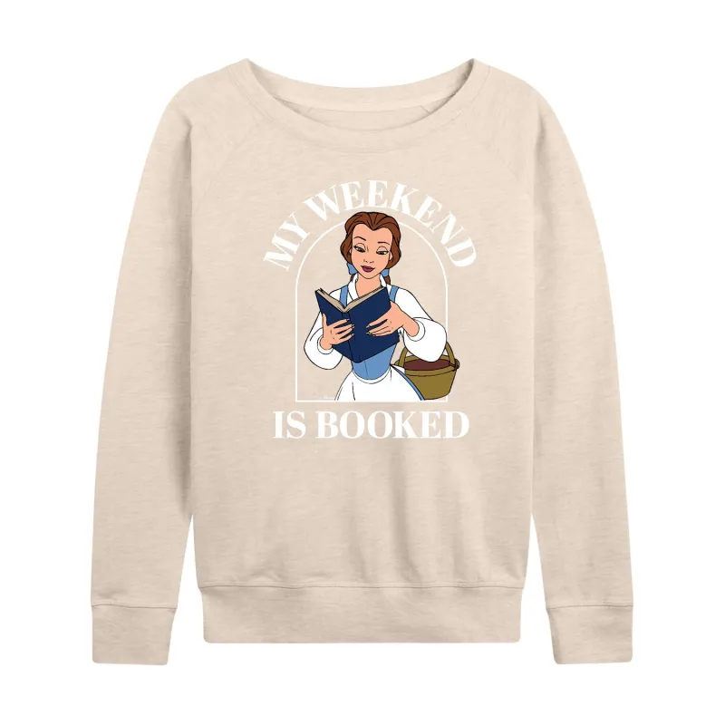 Disney Princess - Belle My Weekend Is Booked - Women's Lightweight French Terry Long Sleeve Shirt sold by Zulily