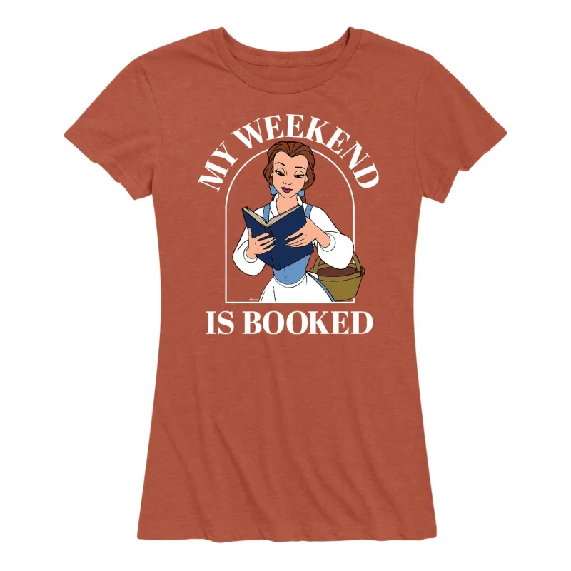 Disney Princess - Belle My Weekend Is Booked - Women's Short Sleeve Graphic T-Shirt sold by Zulily