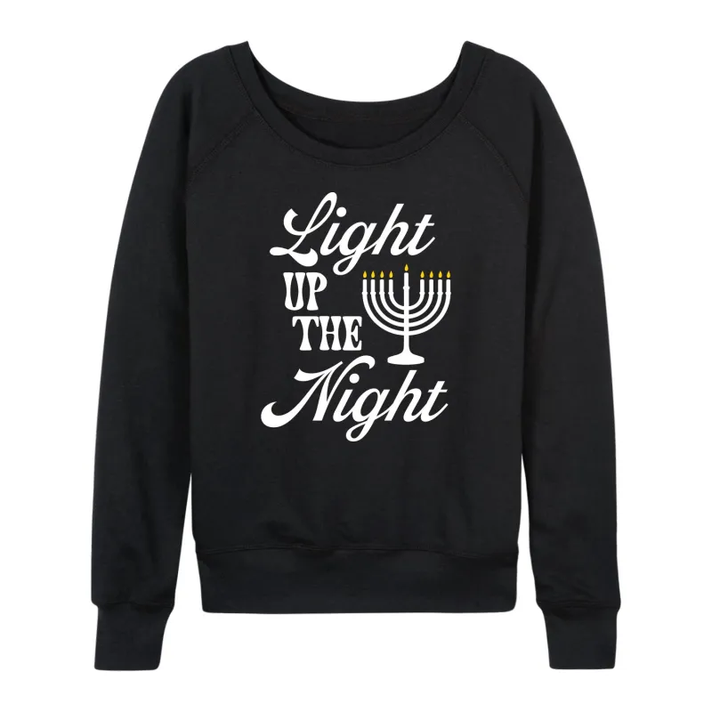 Instant Message - Light Up The Night Menora - Women's French Terry Long Sleeve Pullover sold by Zulily