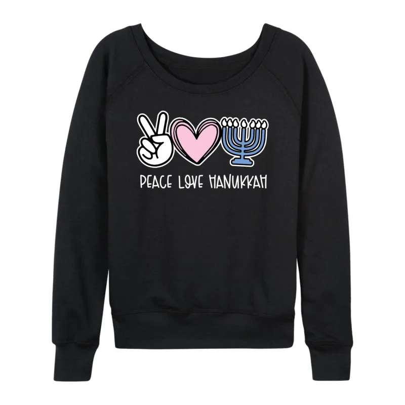Instant Message - Peace Love Hanukkah - Women's French Terry Long Sleeve Pullover sold by Zulily